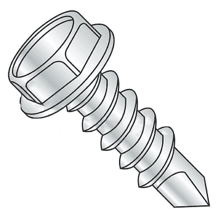 Newport Fasteners Self-Drilling Screw, #12 x 3 in, Zinc Plated Steel Flange Hex Head External Hex Drive, 1000 PK 690645-1000